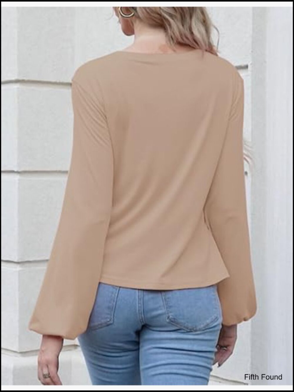 Long Sleeve V Neck Babydoll Tie Front Ruffle Hem Crop Top Blouse - Picture 2 of 7